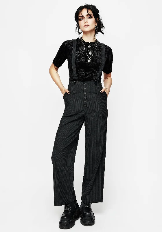 Tilda High Waist Wide Leg Pinstripe Suspender Trousers