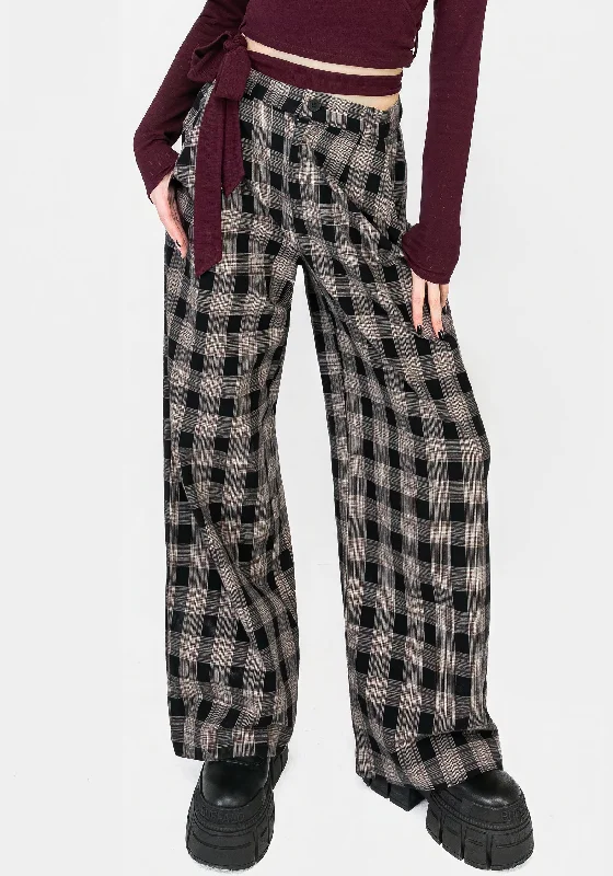 Glenda Wide Leg Check Trousers