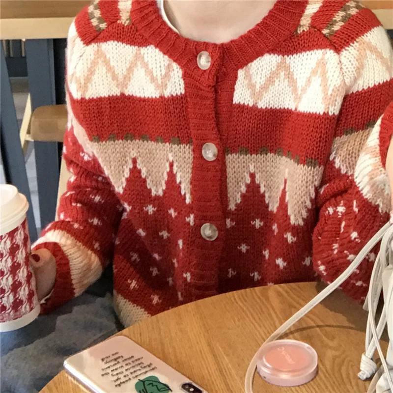 Christmas Retro All-match Thick Cardigan Sweater