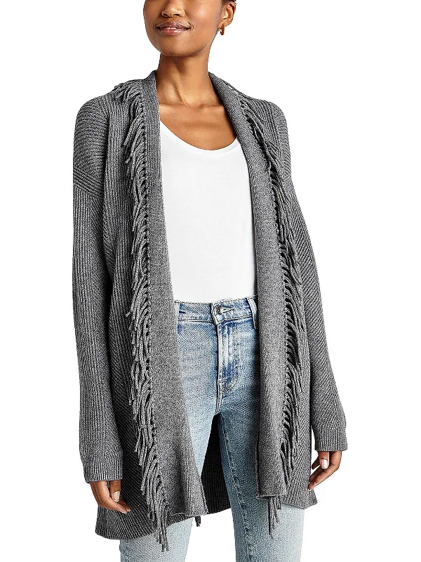 Cora Womens Fringe Wrap Cardigan Sweater