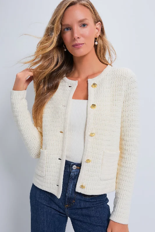 Cream Woven Maybourne Cardigan