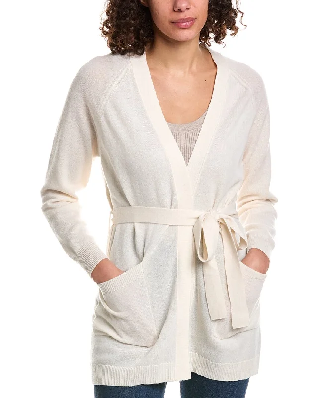 Minnie Rose Open Front Tie Waist Cashmere Cardigan