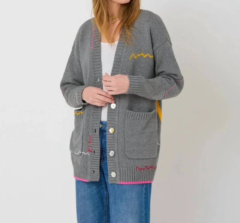 Poppy Cardigan In Smiley Grey