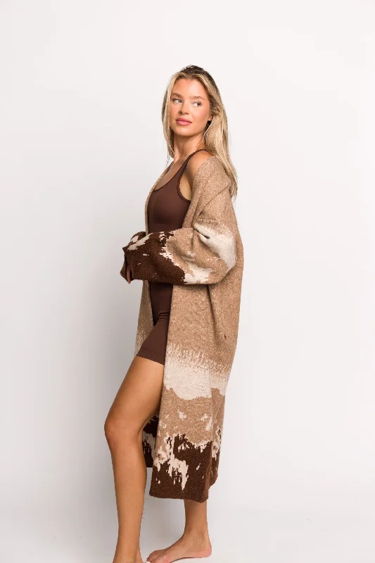 Wide Open Spaces Duster Cardigan with Open Front in Taupe