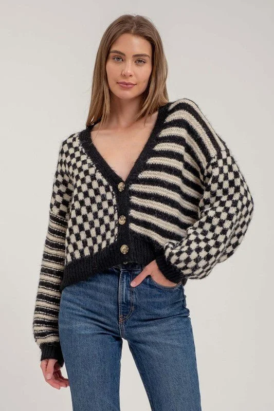 Checked’ Button Cardi