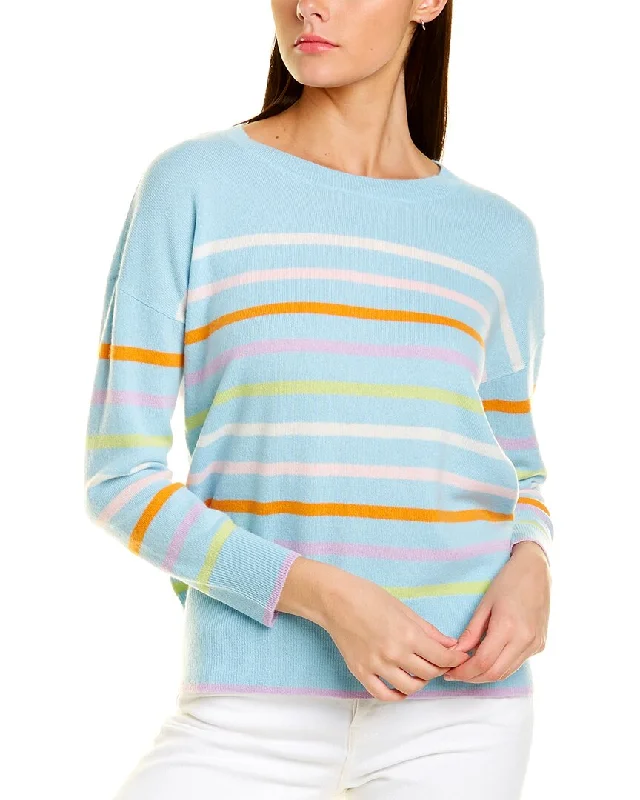 InCashmere Cashmere Multi Stripe Crewneck Pullover