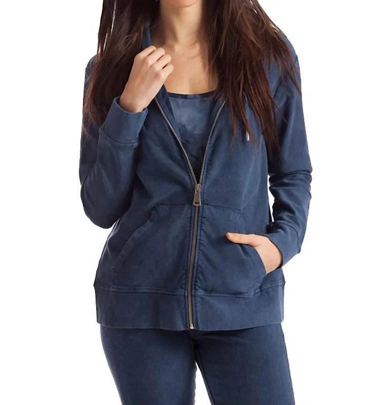 Lauren Hooded Cardigan In Denim