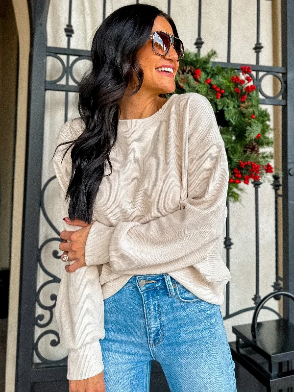 Relaxed Ribbed Pullover - Ivory