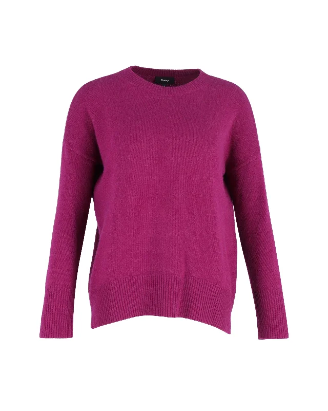 Theory Round Neck Jumper in Purple Cashmere