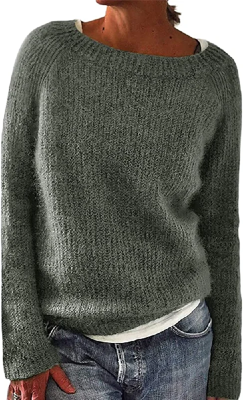 Amy Fashion - Women Winter Loose Casual Pullover Knit Sweater