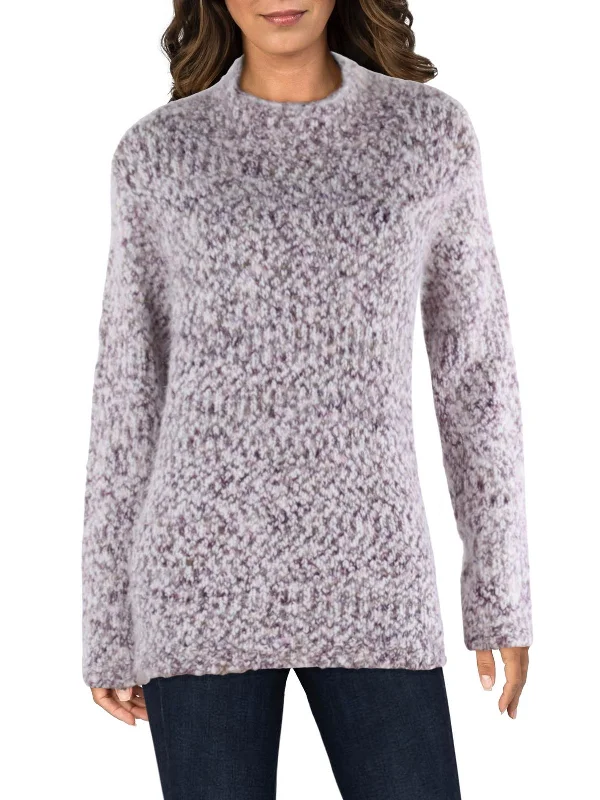 Womens Marled Mock Neck Pullover Sweater