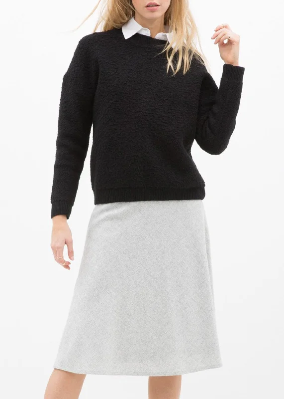 High Waisted Wool Knit Midi Skirt