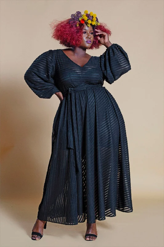 Illusion Full Sleeved Maxi Dress- JIBRI