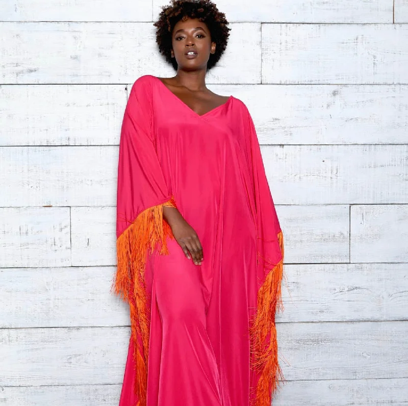 Jibri Pink Fringe Kaftan