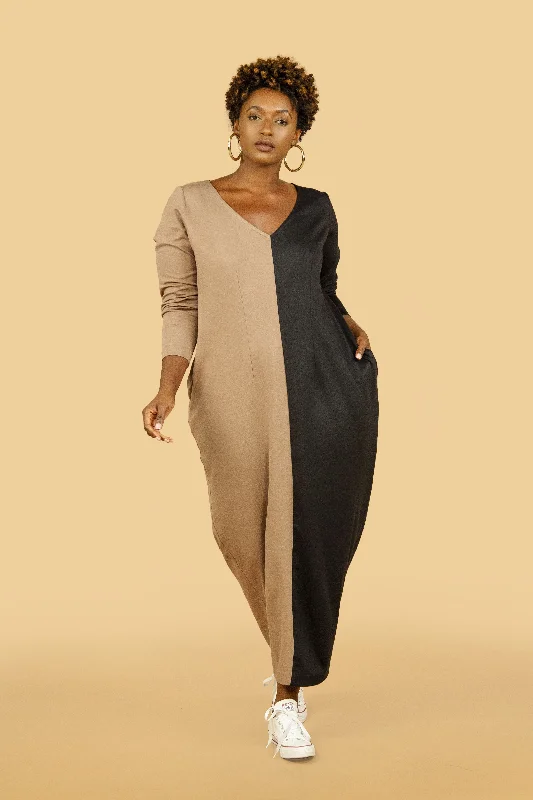 Two Tone Maxi Cocoon Dress- Jibri