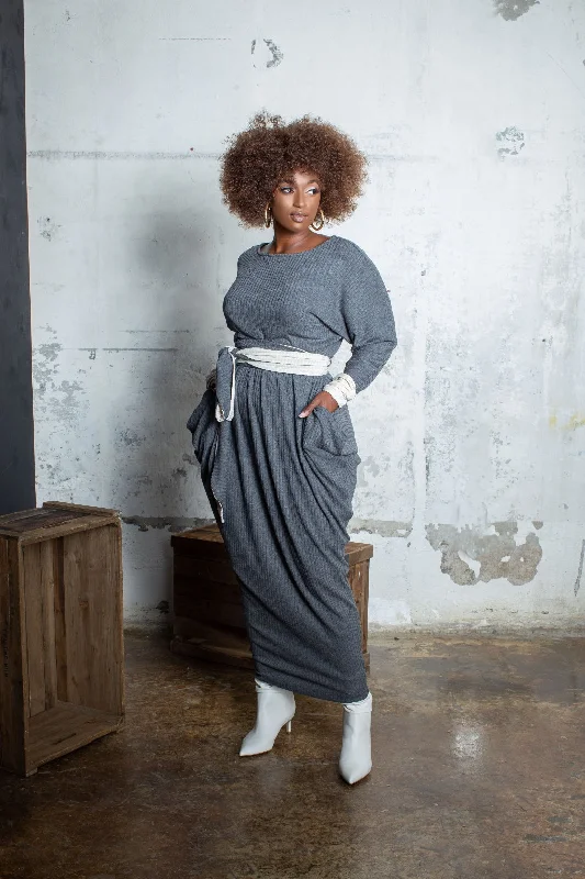 Long Sleeve Sweater Slouch Maxi Dress