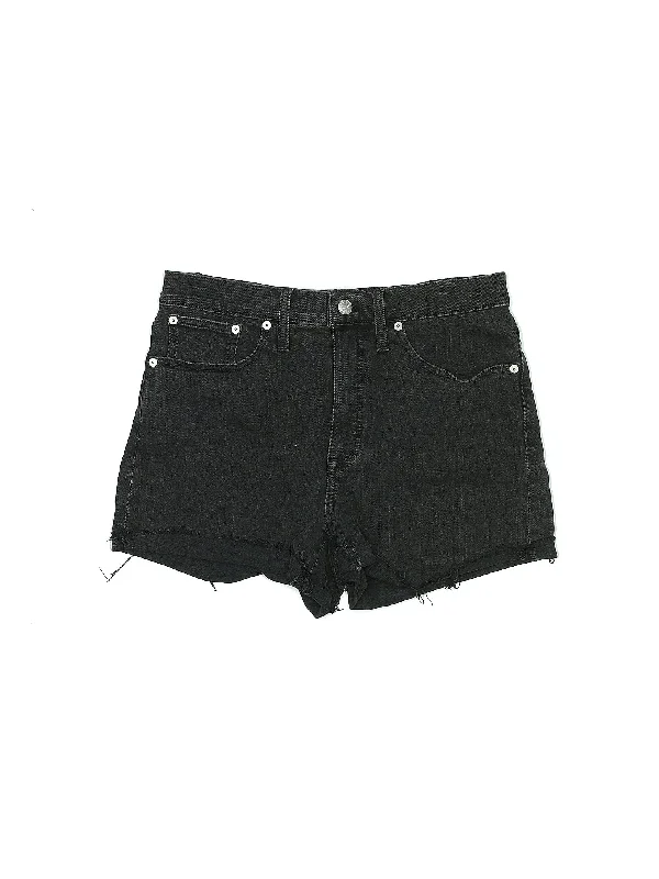 Mid-Rise Denim Shorts in Dark Wash