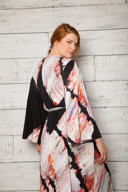 Plus Size Brush Stroke Dressing Gown