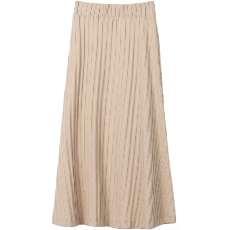 RIBBED MIDI-SKIRT IN BEIGE