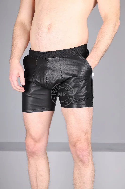 Berlin Black Leather Boxershort - Open Back