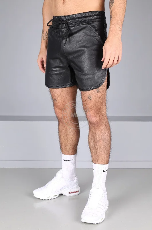 Berlin Full Black Leather Sport Short