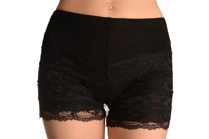 Black Lace Ruffle Shorts