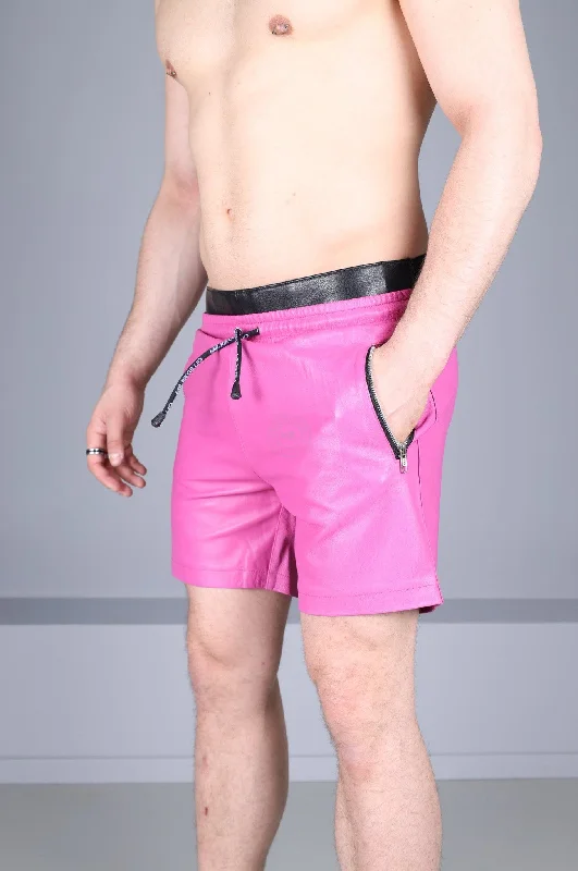 Bright Pink Leather Track Short