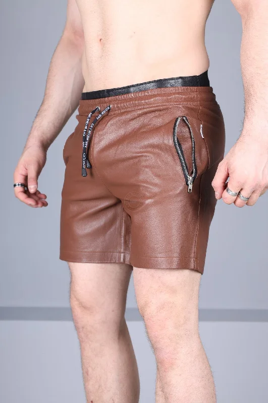 Cinnamon Brown Leather Track Short