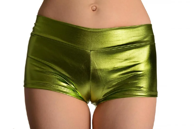 Green Faux Leather Shorts