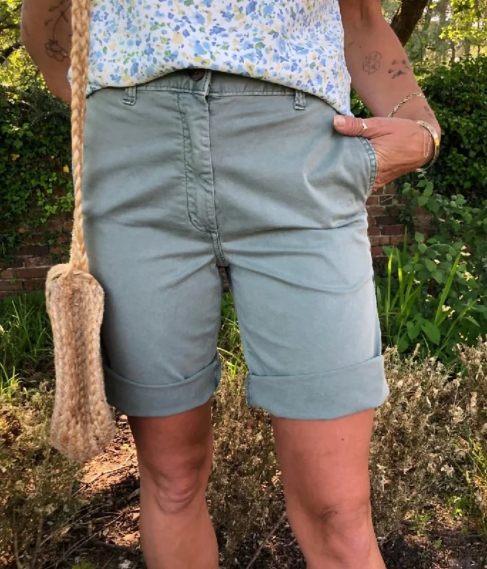 Khaki High Waisted Chino Shorts