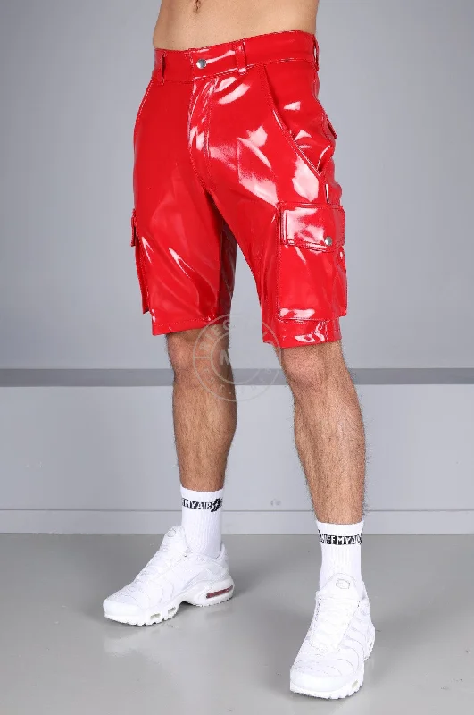 Heavy PVC Cargo Short - Red