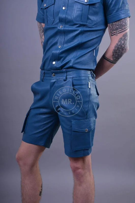 Jeans Blue Leather Cargo Short