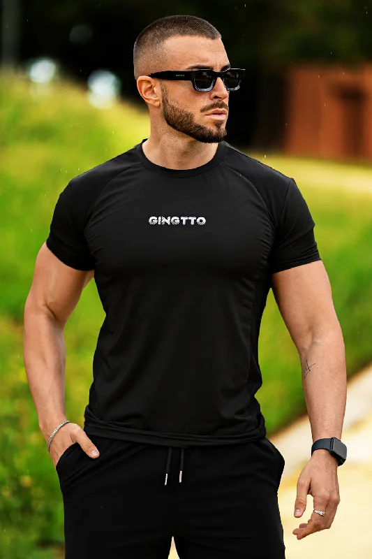 Men's Black Crew Neck T-Shirt - Slim Fit