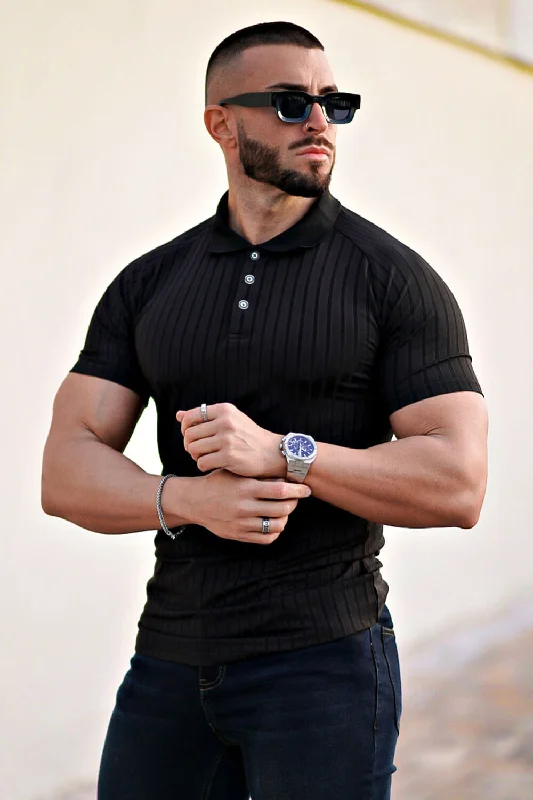 Men's Slim Fit Short Sleeve Polo Shirt - Black