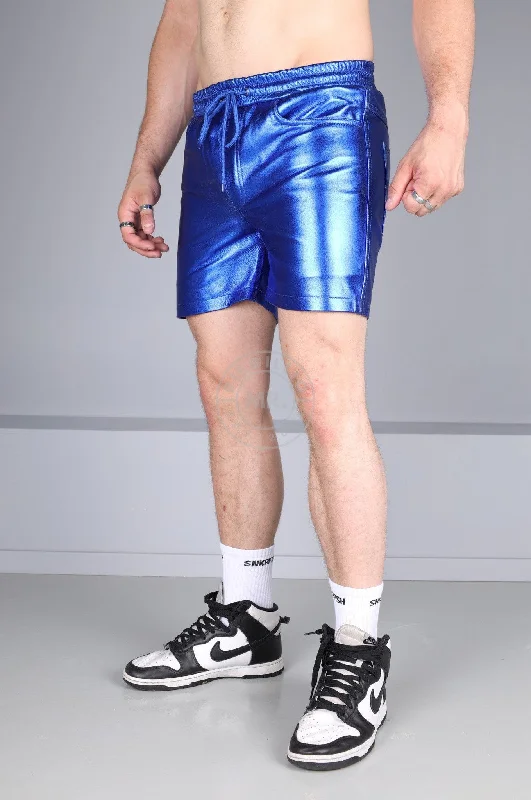 Metallic Leather Short - Blue