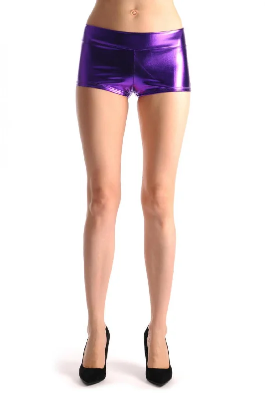 Purple Faux Leather Shorts