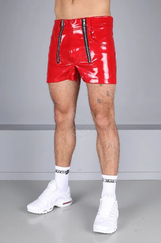 Red Heavy PVC Mini Short