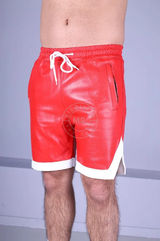 Red Leather Holiday Short - White Trim