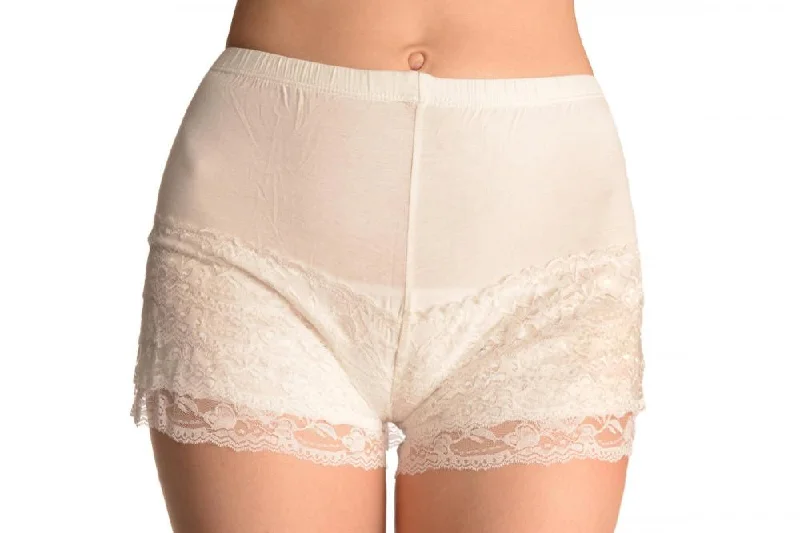 White Lace Ruffle Shorts