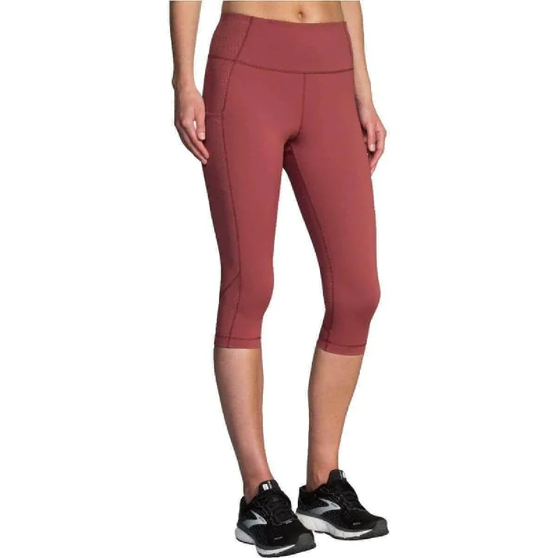 Brooks Method Womens 3/4 Capri Running Tights - Red