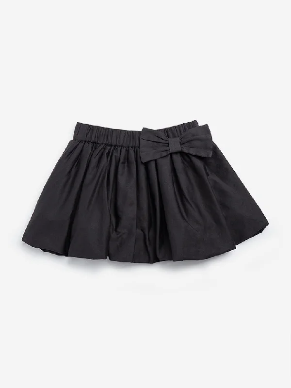 HOP Kids Black Bow Design High-Rise Skirt