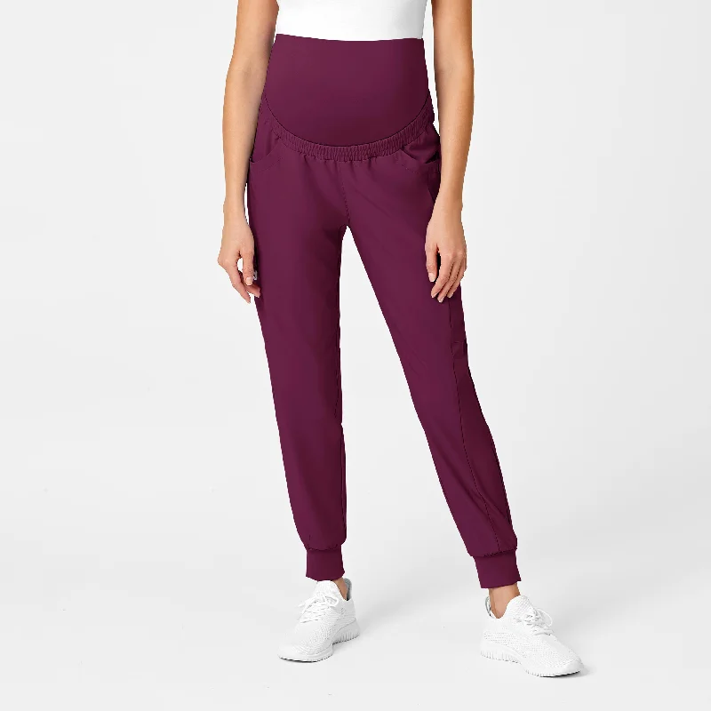 W123 Maternity Jogger Scrub Pant - Wine