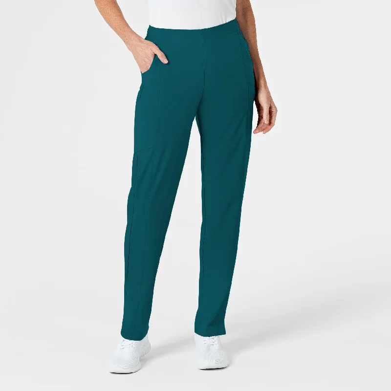 W123 Women's Flat Front Cargo Scrub Pant - Caribbean