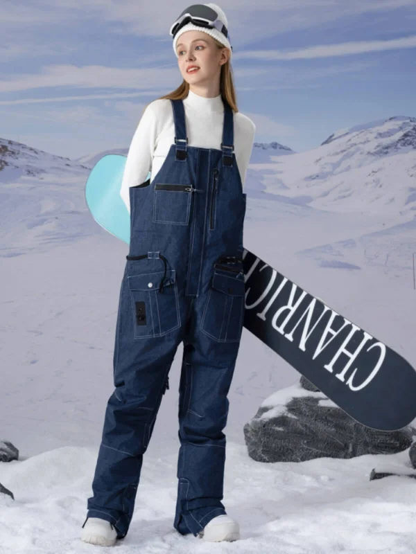 Women's PowderQueen Snow Adventure Bibs Denim Snow Pants