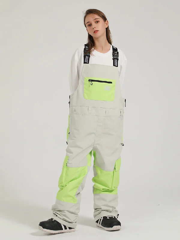 Women's Unisex Gsou Snow PowSlayer Colorblock Cargo Snow Bibs Pants