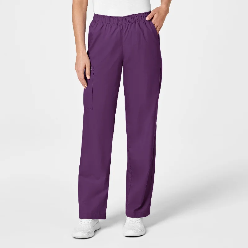 WonderWORK Women's Pull-On Cargo Scrub Pant - Eggplant