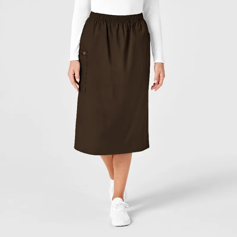 WonderWORK Women's Pull On Cargo Scrub Skirt - Chocolate